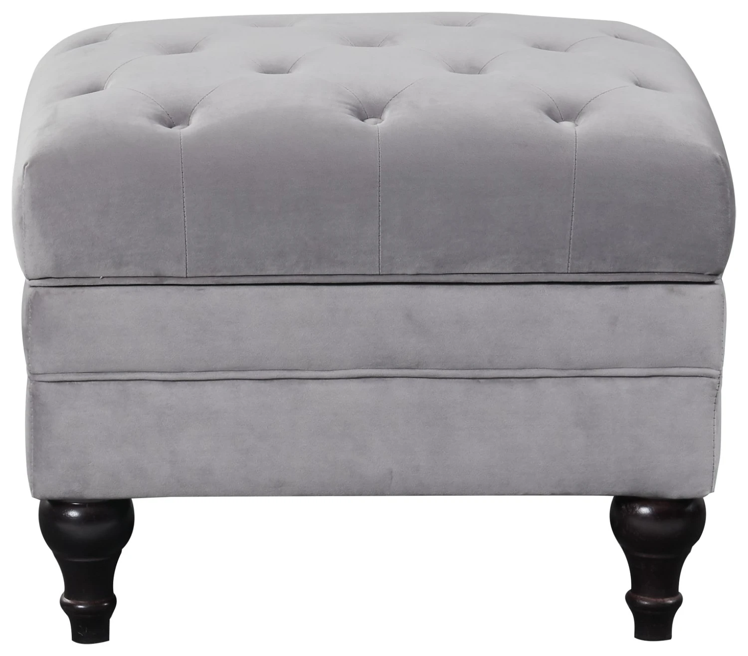 Habitat Chesterfield Velvet Storage Footstool - Light Grey 1 Habitat Chesterfield Velvet Storage Footstool - Light Grey