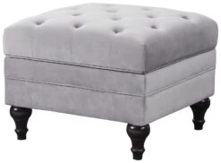 Habitat Chesterfield Velvet Storage Footstool - Light Grey 10 Habitat Chesterfield Velvet Storage Footstool - Light Grey -Home Furnishing Store 4654287 R Z002A