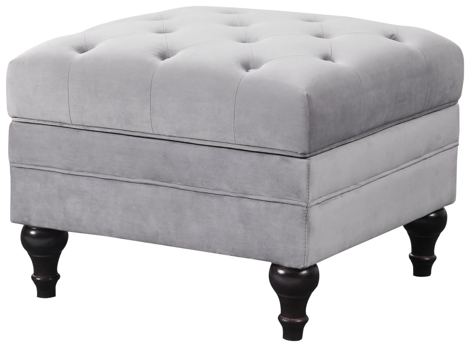 Habitat Chesterfield Velvet Storage Footstool - Light Grey 5 Habitat Chesterfield Velvet Storage Footstool - Light Grey - Image 5