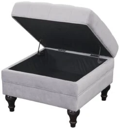 Habitat Chesterfield Velvet Storage Footstool - Light Grey 11 Habitat Chesterfield Velvet Storage Footstool - Light Grey -Home Furnishing Store 4654287 R Z003A