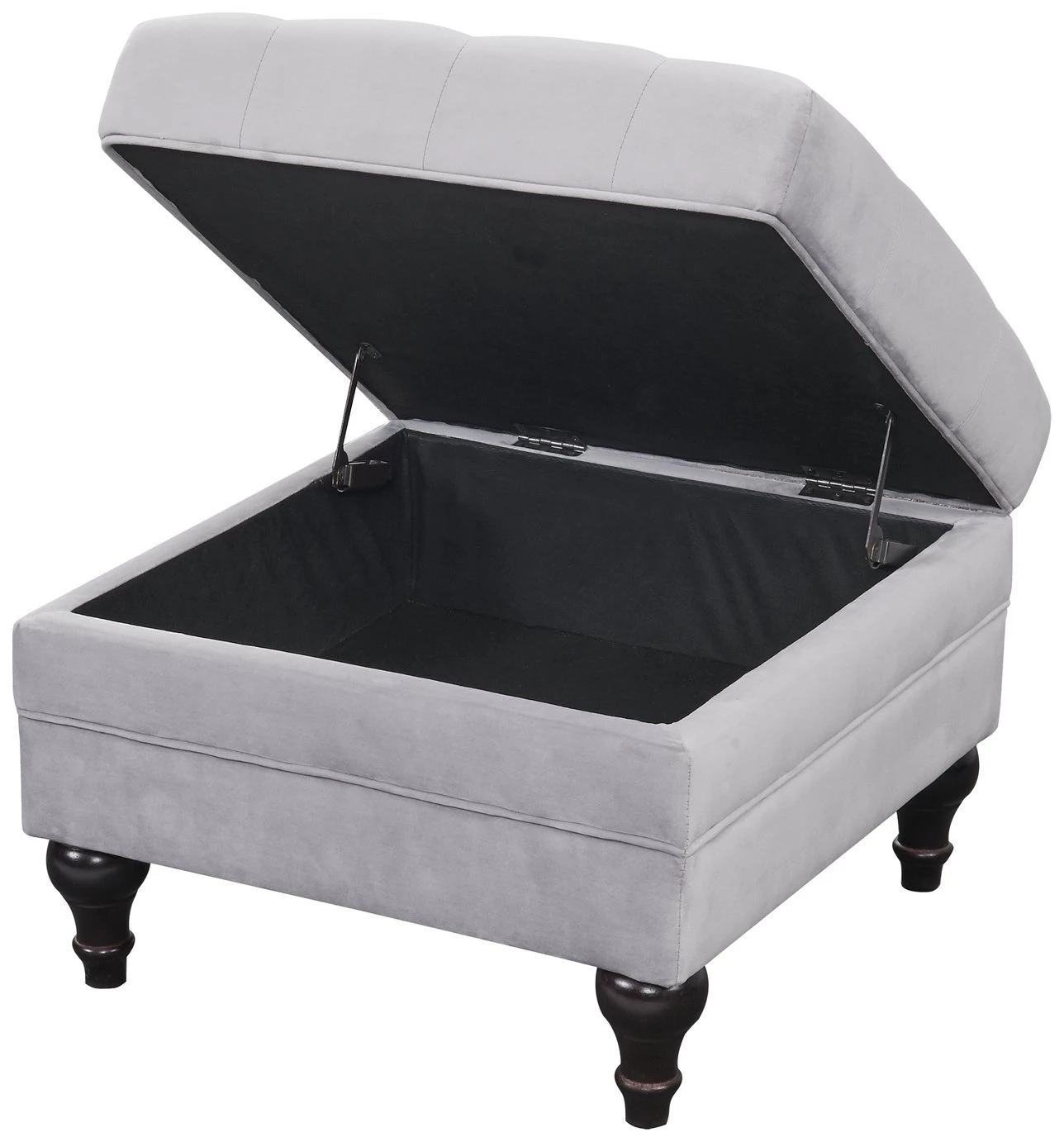 Habitat Chesterfield Velvet Storage Footstool - Light Grey 6 Habitat Chesterfield Velvet Storage Footstool - Light Grey - Image 6