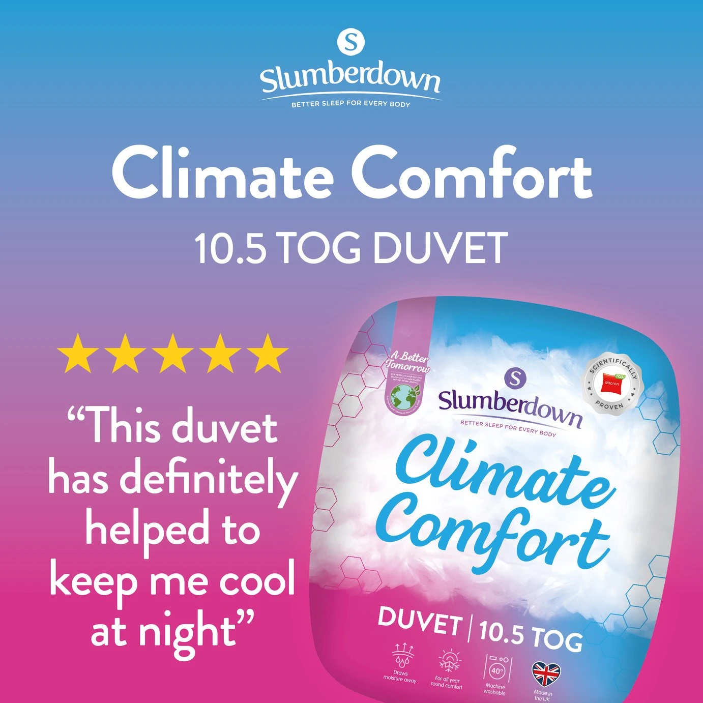 Slumberdown Climate Comfort 10.5 Tog Duvet - Single 2 Slumberdown Climate Comfort 10.5 Tog Duvet - Single - Image 2