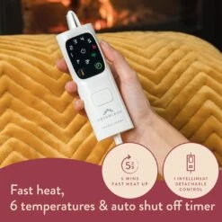 Dreamland Deluxe Velvet Mustard Heated Throw - Large -Home Furnishing Store 4844994 R Z004A