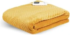 Dreamland Deluxe Velvet Mustard Heated Throw - Large -Home Furnishing Store 4844994 R Z009A