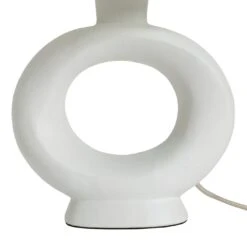 Habitat Nels Large Circle Ceramic Table Lamp - White & Beige -Home Furnishing Store 5022887 R Z004A
