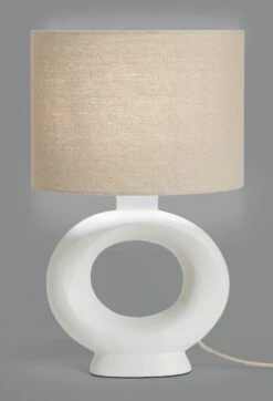 Habitat Nels Large Circle Ceramic Table Lamp - White & Beige -Home Furnishing Store 5022887 R Z005A