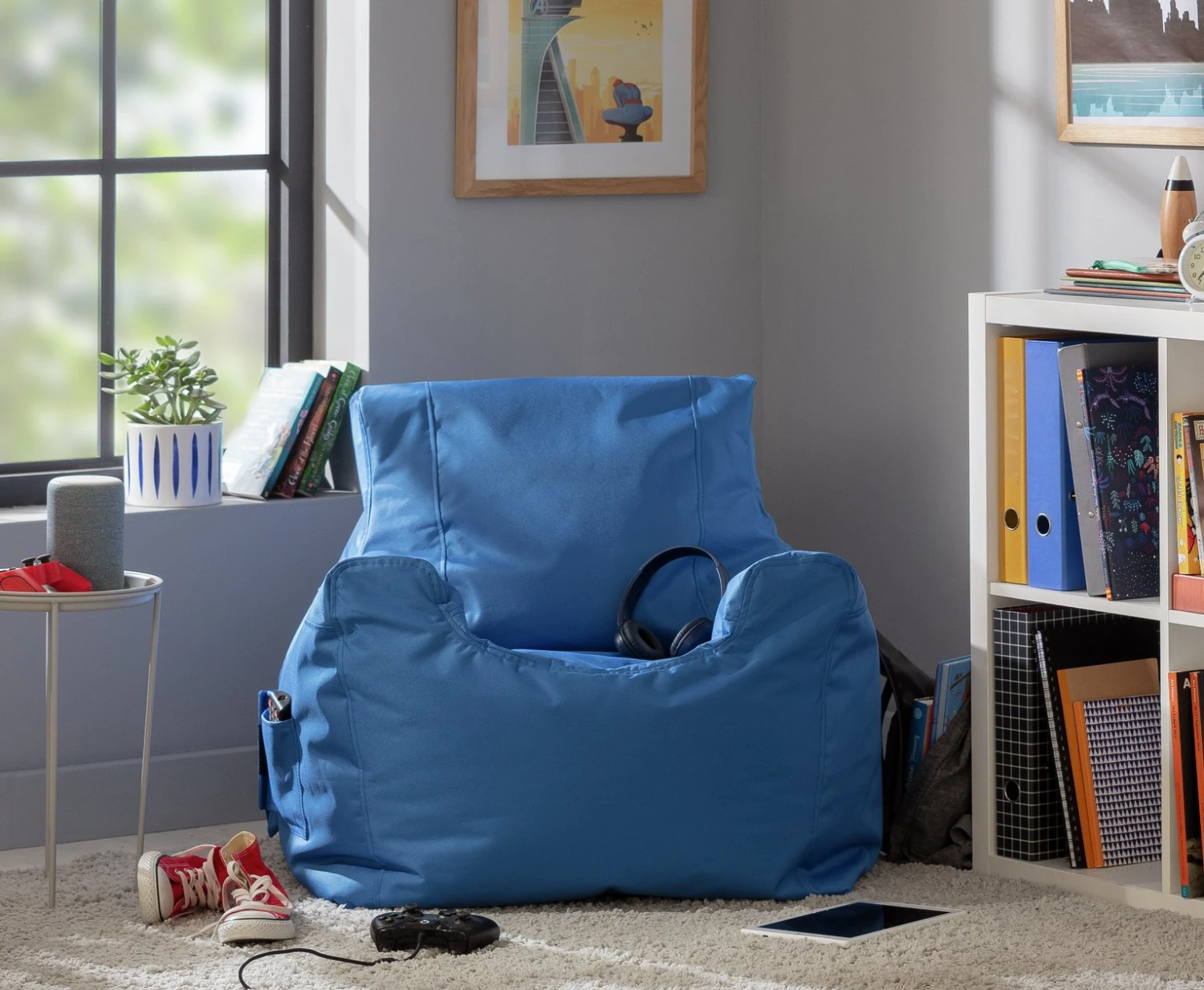 Kaikoo Large Blue Teenager Bean Bag Chair 1 Kaikoo Large Blue Teenager Bean Bag Chair