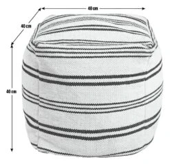 Kaikoo Layne Wool Pouffe - Black & White -Home Furnishing Store 5642236 R E001