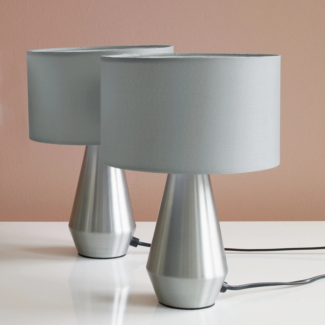 Habitat Maya Pair Of Touch Table Lamps - Grey 3 Habitat Maya Pair Of Touch Table Lamps - Grey - Image 3