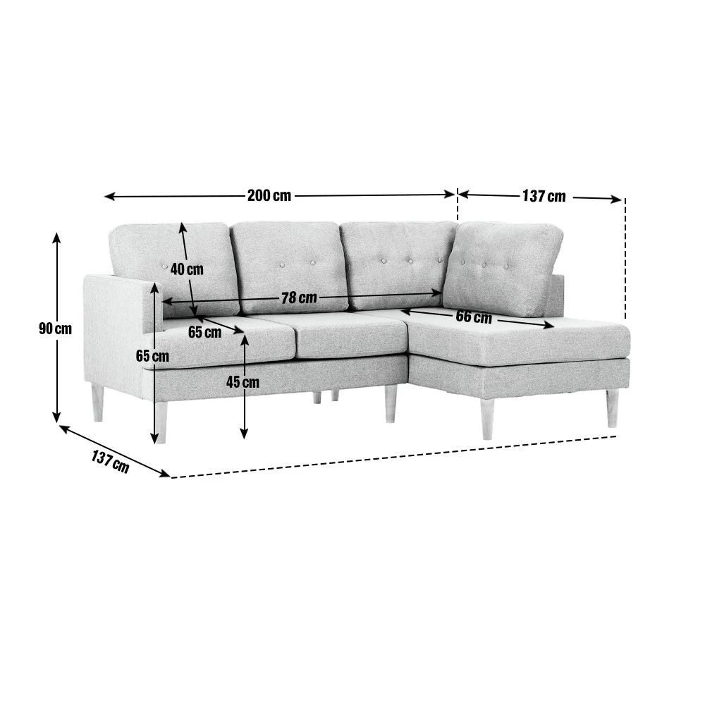 Habitat Joshua Fabric Corner Chaise Sofa - Light Grey 9 Habitat Joshua Fabric Corner Chaise Sofa - Light Grey - Image 9