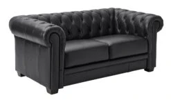 Habitat Chesterfield Leather 2 Seater Sofa - Black -Home Furnishing Store 6318349 R Z004A
