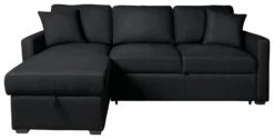 Habitat Reagan Corner Chaise Faux Leather Sofa Bed - Black