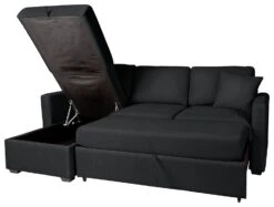 Habitat Reagan Corner Chaise Faux Leather Sofa Bed - Black -Home Furnishing Store 6997722 R Z002A
