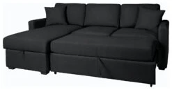 Habitat Reagan Corner Chaise Faux Leather Sofa Bed - Black -Home Furnishing Store 6997722 R Z007A