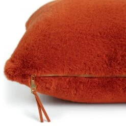 Habitat Plain Faux Fur Cushion - Burnt Orange - 43X43cm -Home Furnishing Store 7048663 R Z003A