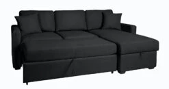 Habitat Reagan Corner Chaise Faux Leather Sofa Bed - Black -Home Furnishing Store 7067668 R Z007A