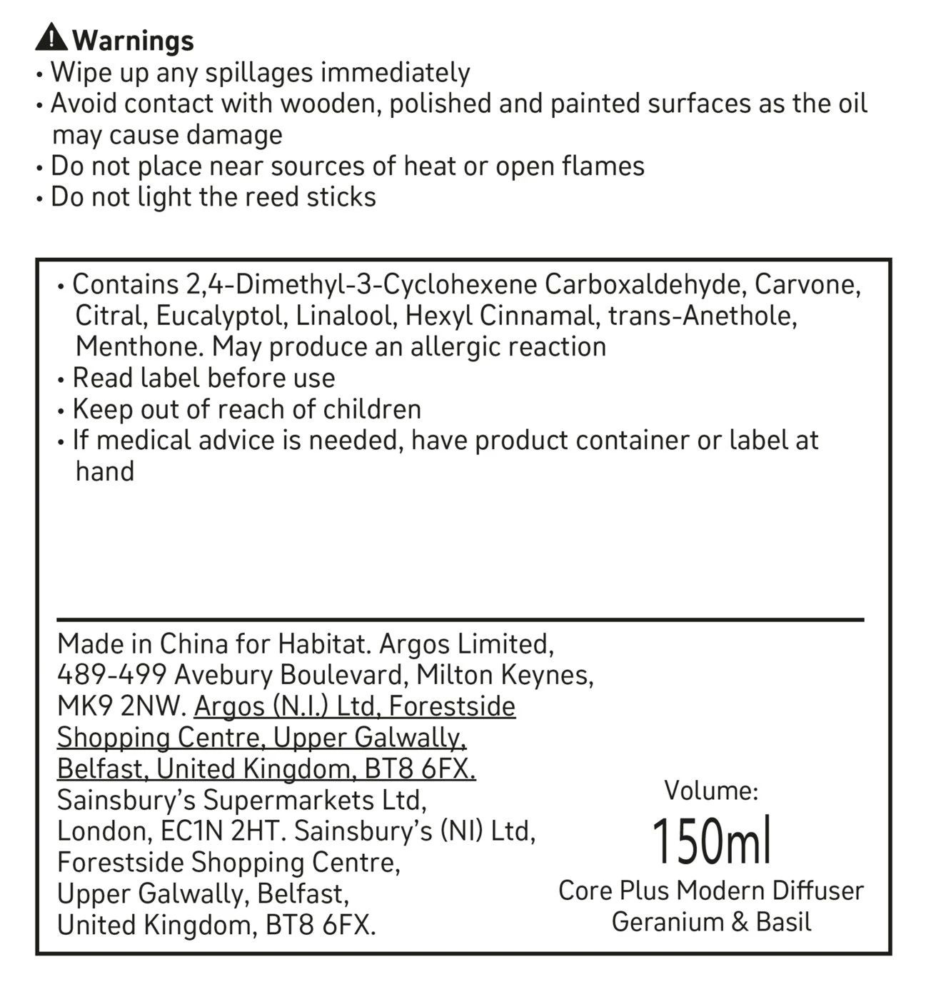 Habitat 150ml Scented Diffuser - Geranium & Basil 5 Habitat 150ml Scented Diffuser - Geranium & Basil - Image 5