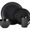 Habitat Geo 16 Piece Stoneware Dinner Set - Black