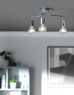 Habitat Rayner Steel 3 Light LED Flush Ceiling Light -Chrome -Home Furnishing Store 8113621 R Z002C