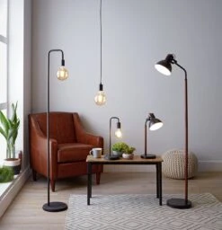 Habitat Rayner Industrial Floor Lamp - Black -Home Furnishing Store 8438399 R Z013C