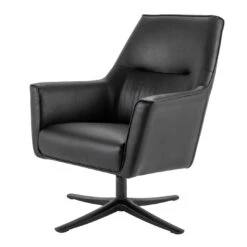 Habitat Rhett Faux Leather Swivel Chair - Black 8 Habitat Rhett Faux Leather Swivel Chair - Black -Home Furnishing Store 8774651 R Z002A