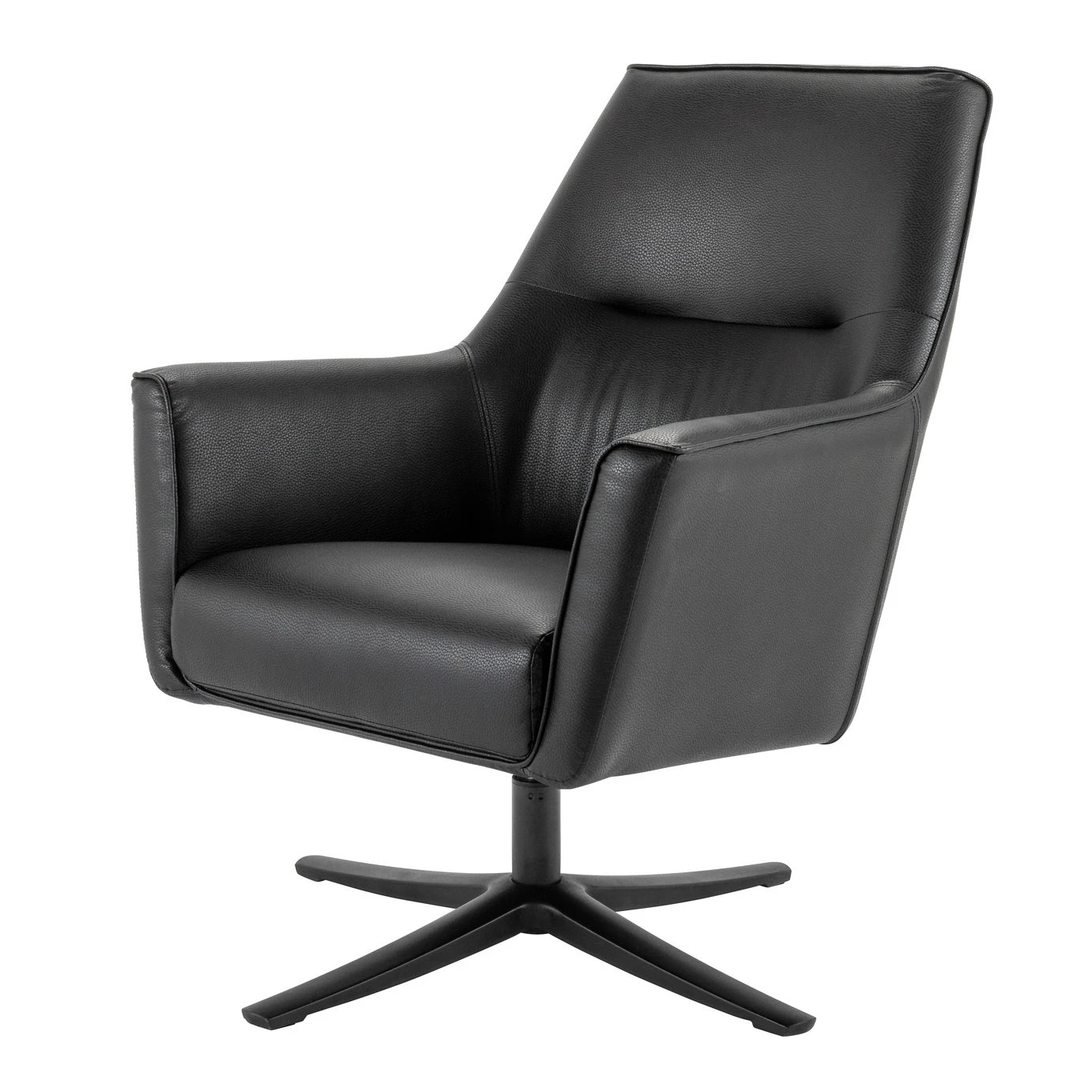 Habitat Rhett Faux Leather Swivel Chair - Black 3 Habitat Rhett Faux Leather Swivel Chair - Black - Image 3