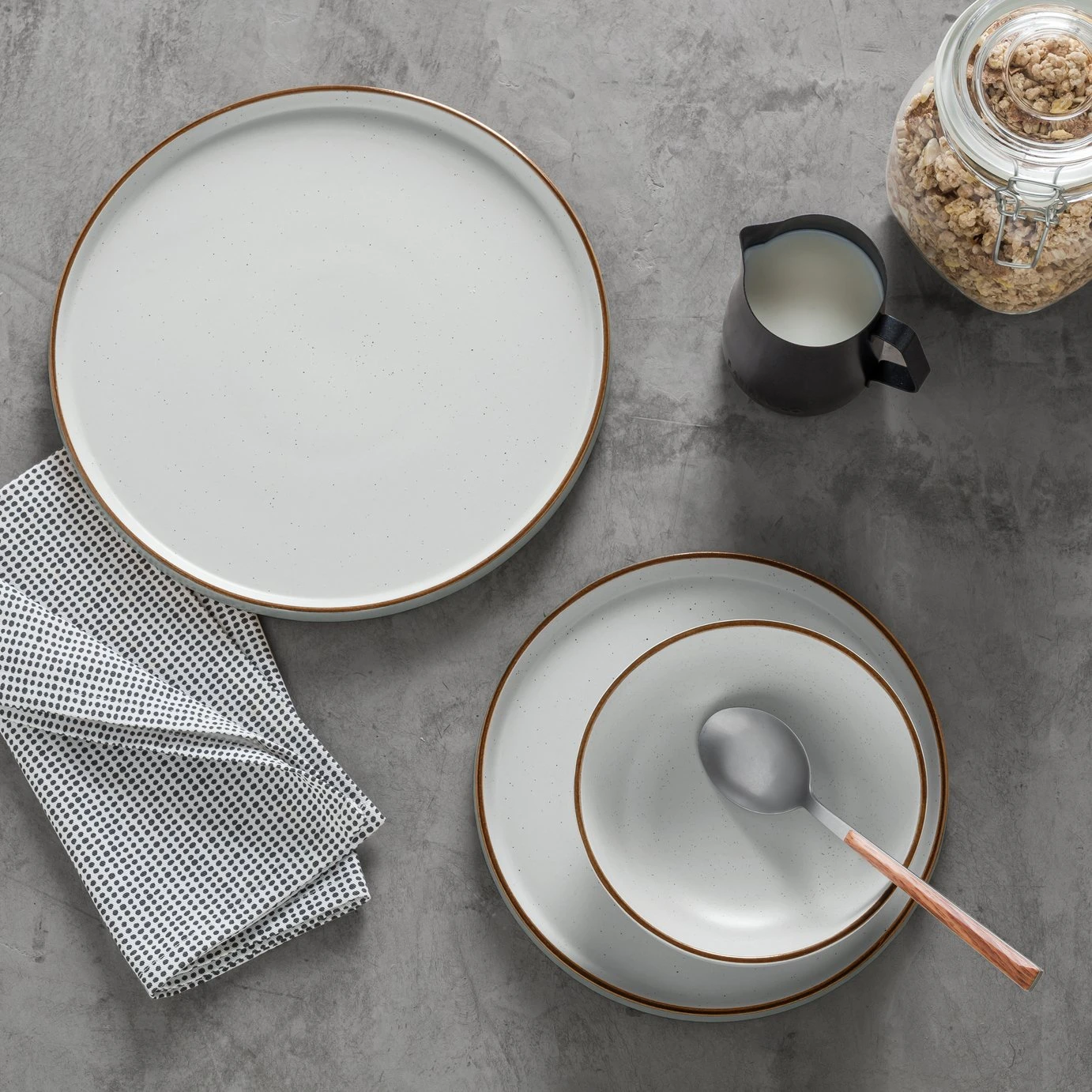 Habitat Loft Living Speckle 12 Piece Dinner Set - Grey 2 Habitat Loft Living Speckle 12 Piece Dinner Set - Grey - Image 2