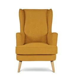Habitat Callie Fabric Wingback Chair - Mustard