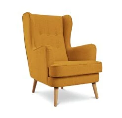 Habitat Callie Fabric Wingback Chair - Mustard -Home Furnishing Store 8887562 R Z002A