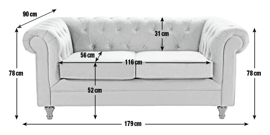 Habitat Chesterfield Velvet 2 Seater Sofa - Light Grey 4 Habitat Chesterfield Velvet 2 Seater Sofa - Light Grey - Image 4
