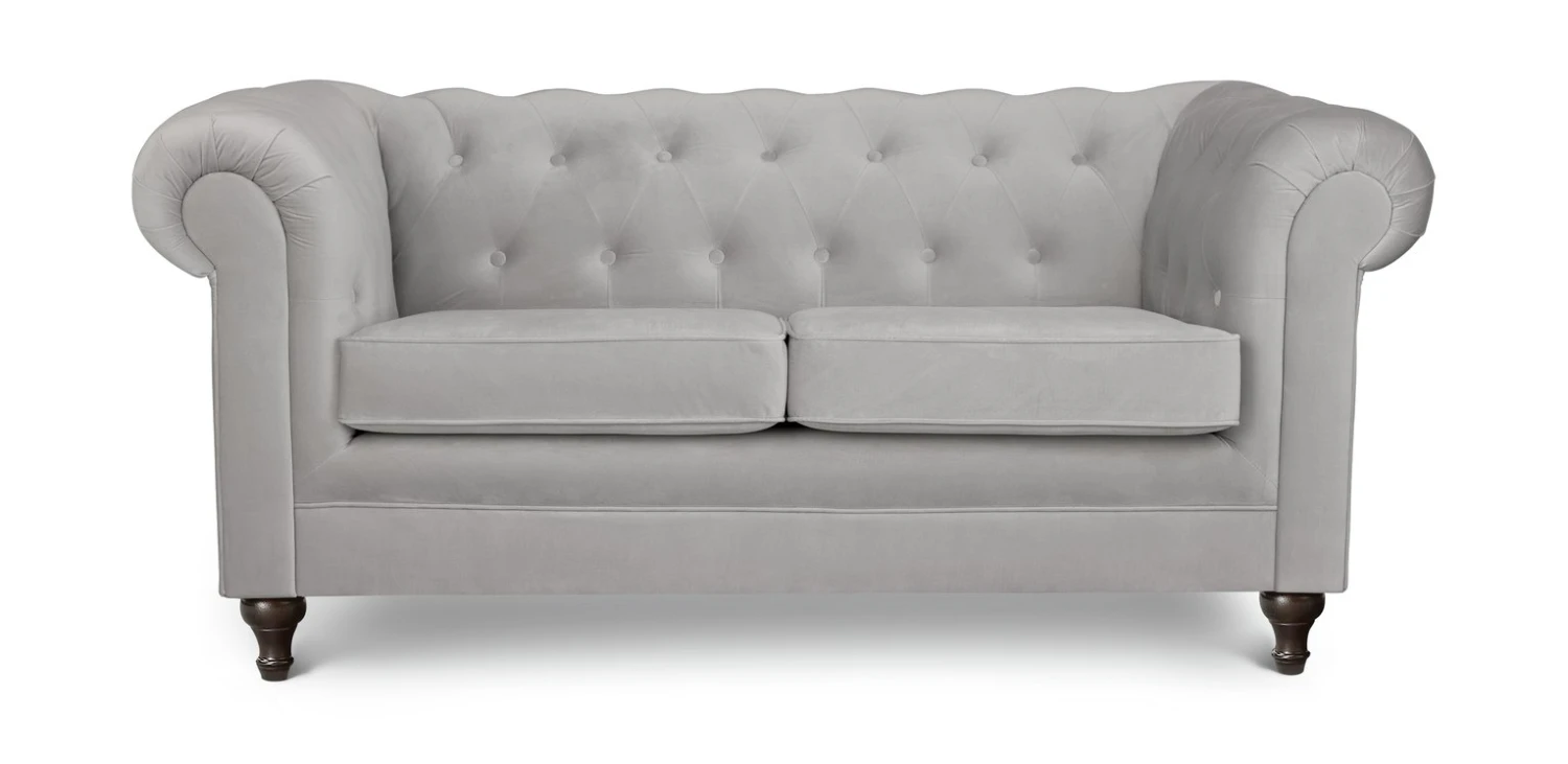 Habitat Chesterfield Velvet 2 Seater Sofa - Light Grey 1 Habitat Chesterfield Velvet 2 Seater Sofa - Light Grey