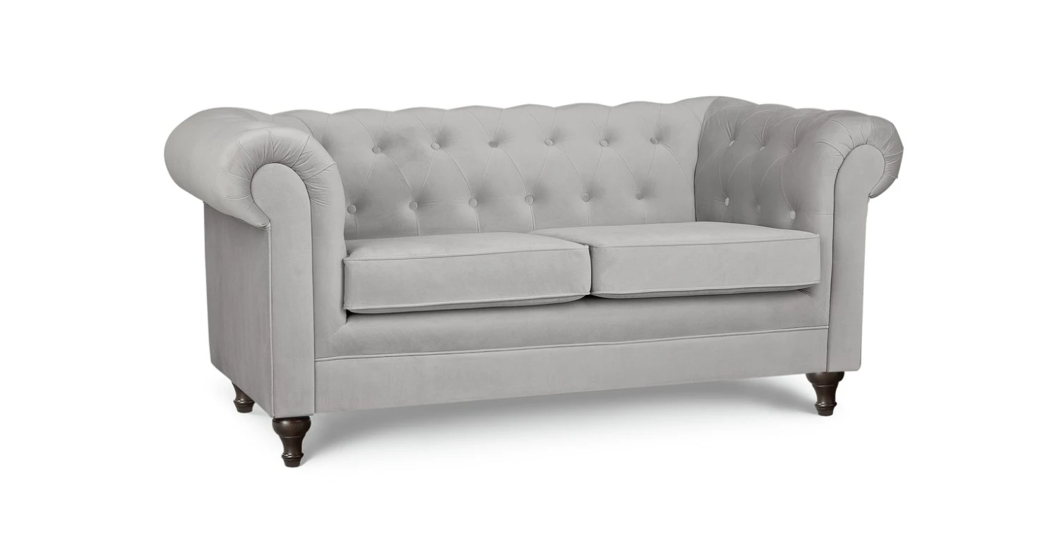 Habitat Chesterfield Velvet 2 Seater Sofa - Light Grey 5 Habitat Chesterfield Velvet 2 Seater Sofa - Light Grey - Image 5