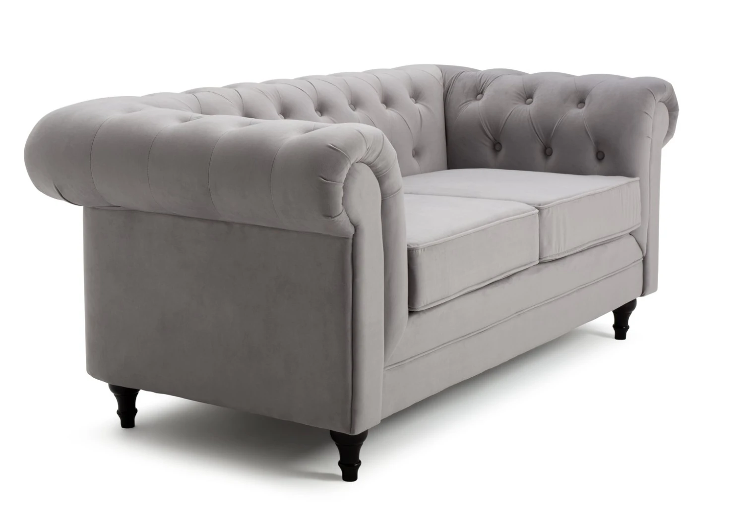 Habitat Chesterfield Velvet 2 Seater Sofa - Light Grey 7 Habitat Chesterfield Velvet 2 Seater Sofa - Light Grey - Image 7