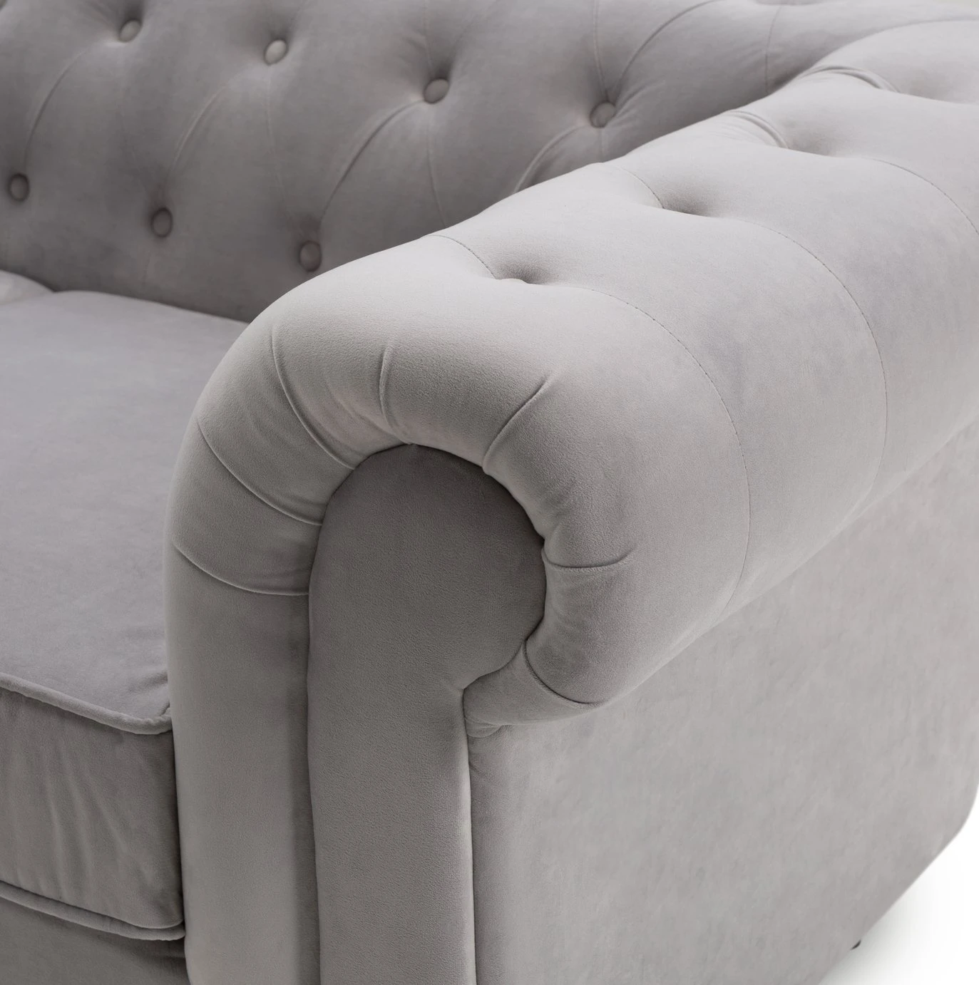 Habitat Chesterfield Velvet 2 Seater Sofa - Light Grey 9 Habitat Chesterfield Velvet 2 Seater Sofa - Light Grey - Image 9