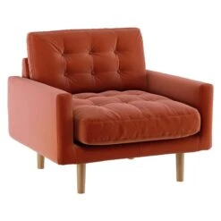 Habitat Fenner Velvet Fabric Armchair - Orange -Home Furnishing Store 8962982 R Z002A