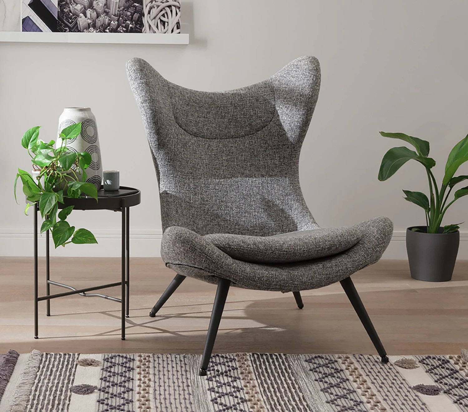 Habitat Robbie Fabric Accent Chair - Grey 2 Habitat Robbie Fabric Accent Chair - Grey - Image 2
