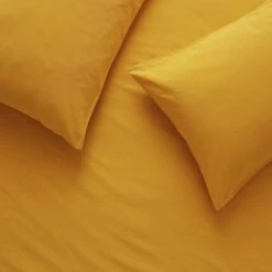 Habitat Stonewashed Cotton Plain Mustard Bedding Set -Double -Home Furnishing Store 9189252 R Z002A