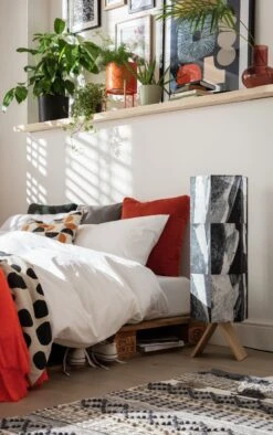 Habitat Whiteleaf Printed Column Floor Lamp - Black & White -Home Furnishing Store 9201910 R Z002C