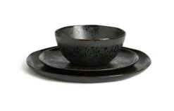 Habitat Preto 12 Piece Stoneware Dinner Set - Black -Home Furnishing Store 9310708 R Z002A
