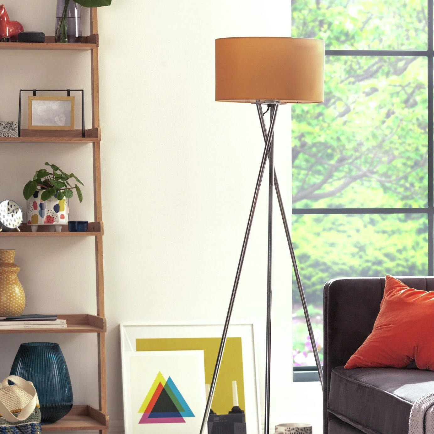 Habitat Tripod Floor Lamp - Mustard And Chrome 1 Habitat Tripod Floor Lamp - Mustard And Chrome