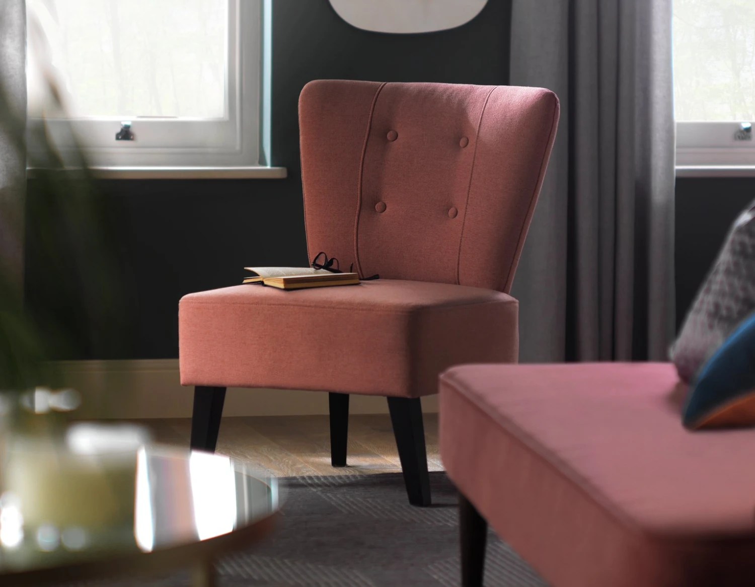 Habitat Delilah Fabric Cocktail Chair - Yellow 2 Habitat Delilah Fabric Cocktail Chair - Yellow - Image 2