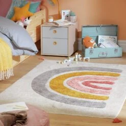 Habitat Kids Rainbow Tufted Flatweave Cotton Rug -120x170cm