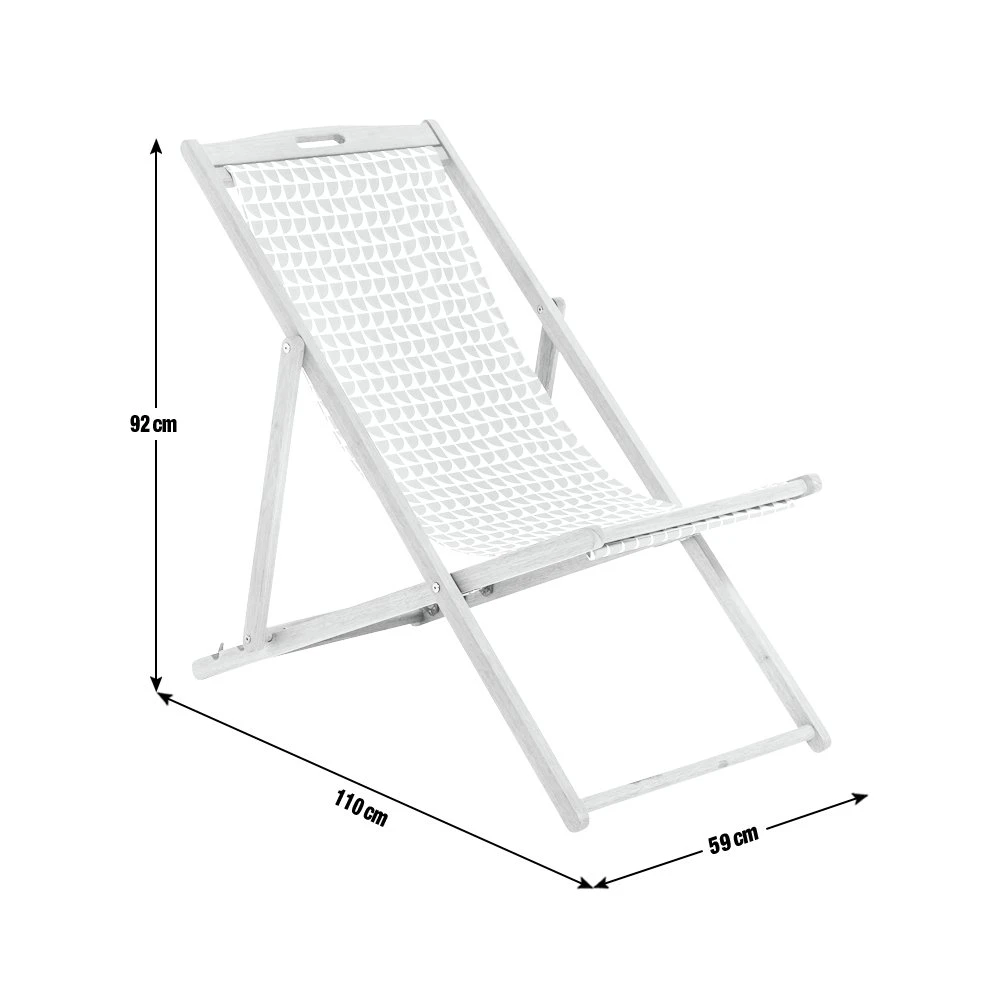 Habitat Folding Wooden Garden Deck Chair - White 4 Habitat Folding Wooden Garden Deck Chair - White - Image 4