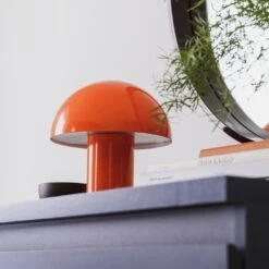 Habitat Ngami Mushroom Aluminium LED Touch Table Lamp-Orange 15 Habitat Ngami Mushroom Aluminium LED Touch Table Lamp-Orange -Home Furnishing Store 9381672 R Z002C
