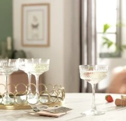 Habitat Pressed Set Of 4 Champagne Coupe Glasses -Home Furnishing Store 9410172 R Z001C