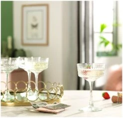 Habitat Pressed Set Of 4 Champagne Coupe Glasses -Home Furnishing Store 9410172 R Z003C