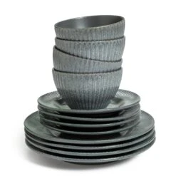 Habitat 12 Piece Stoneware Felicity Dinner Set - Blue 15 Habitat 12 Piece Stoneware Felicity Dinner Set - Blue -Home Furnishing Store 9410251 R Z006A