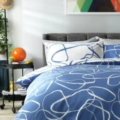 Habitat Linear Pebbles Blue & White Bedding Set - Single 13 Habitat Linear Pebbles Blue & White Bedding Set - Single -Home Furnishing Store 9441938 R Z005A