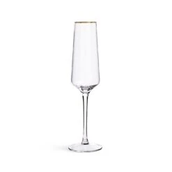 Habitat Gold Rim Set Of 4 Prosecco Flute - Clear -Home Furnishing Store 9442542 R Z002A