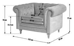 Habitat Chesterfield Velvet Armchair - Light Grey -Home Furnishing Store 9449325 20